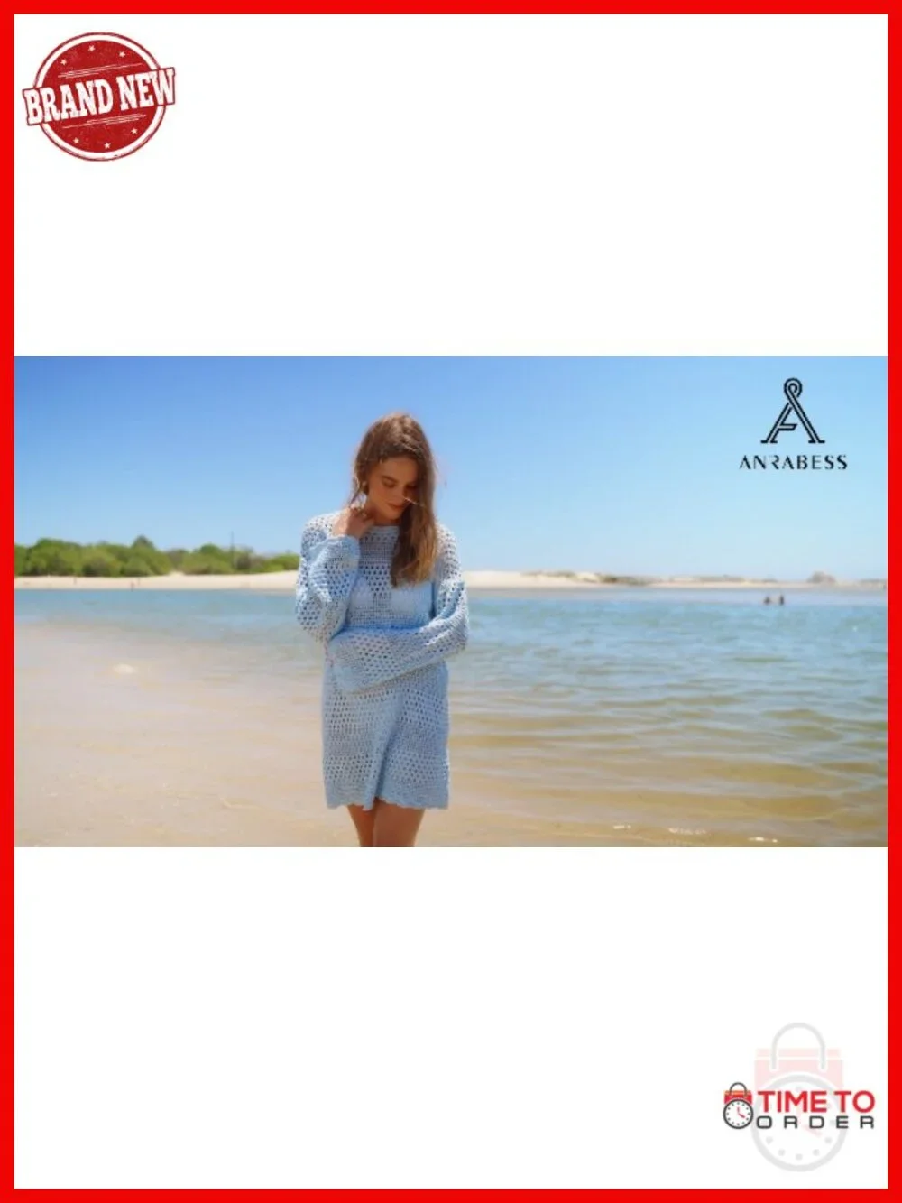 Crochet Knit Cover Up Dress Long Sleeve Beach Swimwear Mesh Hollow Out